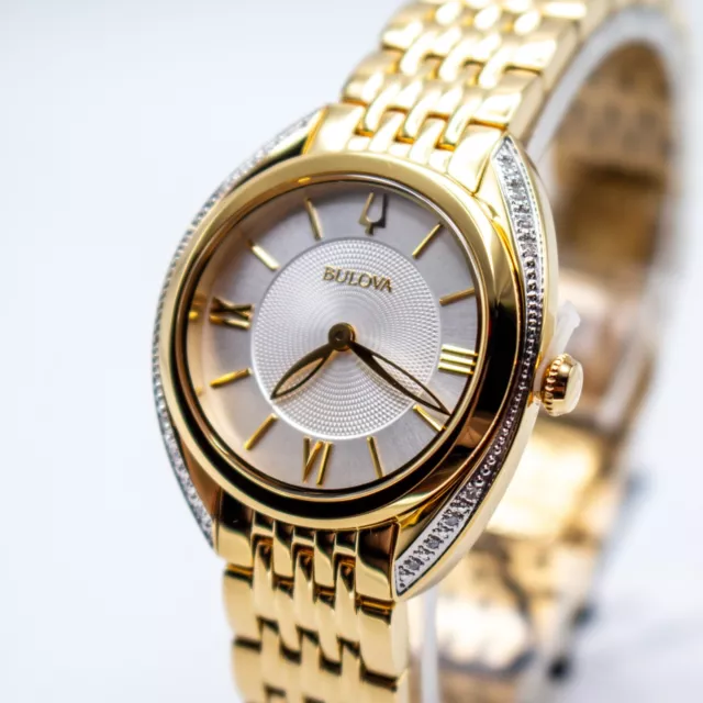 Bulova Ladies Classic Diamond Quartz Watch Gold 98R298