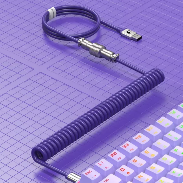 8ft Coiled Keyboard Cable USB C Custom Cord for TPU Mechanical Gaming Keyboard