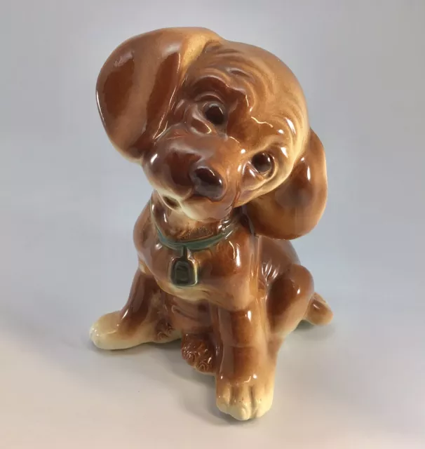 Royal Copley Puppy Dog Brown Cocker Spaniel Figurine Pottery Dated 1946 Vintage