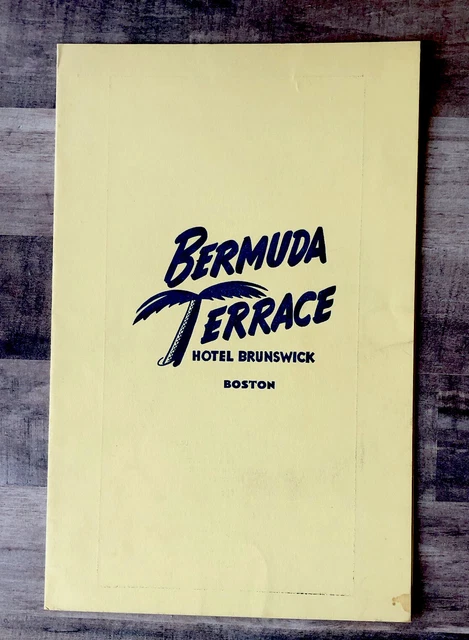 Restaurant Menu Tiki Burmuda Terrace Hotel Brunswick Boston Rare Find Vintage