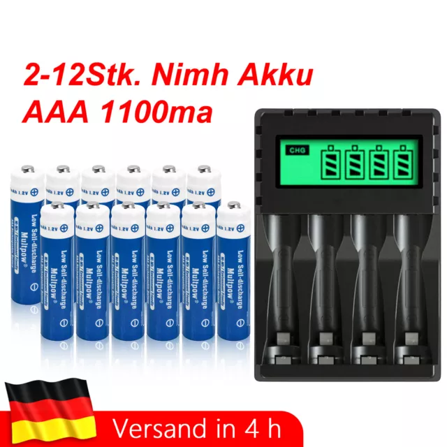 2-12x Activ Akku Batterien Wiederaufladbar  Accus NiMH AAA 1100 mAh,1,2V