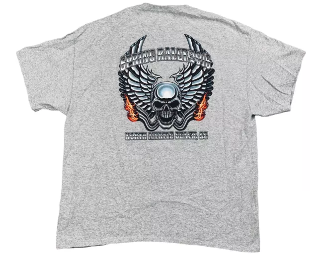 Spring Bike Rally 2016 Gray T-Shirt 2XL N. Myrtle Beach SC Skull With Wings NWOT