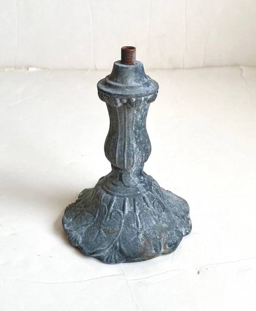 VINTAGE CAST METAL Table Lamp Base Lily Pad Shabby Chic Victorian Art