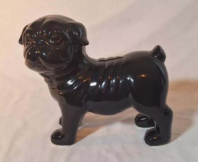 FAB NY Black Pug Puppy Dog Ceramic Piggy Coin Savings Money Bank 7"