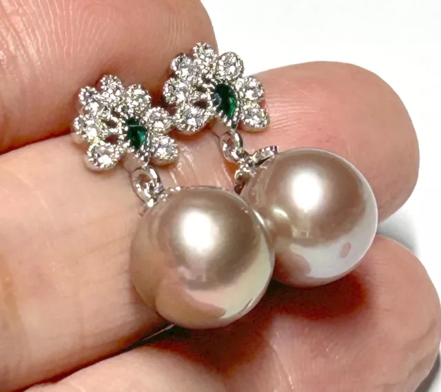 Handgefertigte 10 - 10,5 mm natürliche lila braun rosa Edison Perle hängende Ohrringe
