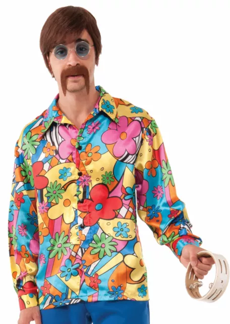 Hippie Groovy Go-Go Shirt Chemise Costume Halloween Adult 60s 70s Shirt Standard