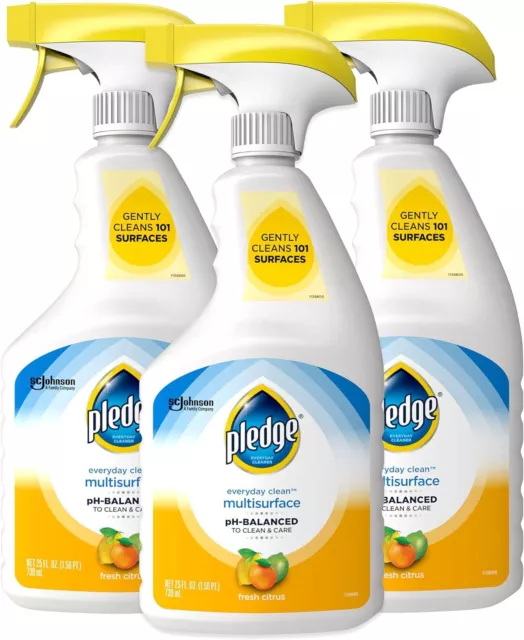 Pledge Multi Surface Cleaner Spray for Most Hard 25 Fl Oz (Pack of 3)
