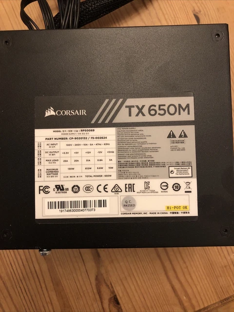 Corsair CP-9020132-UK TX650M 650W 80 Plus Gold Hybrid Modular PSU - Black