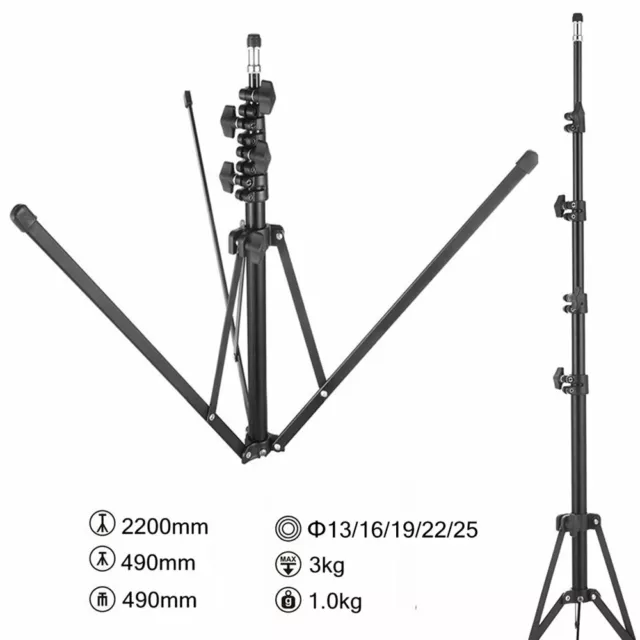 Adjustable Photography Flash Light Stand Collapsible 220cm 7'2" Video Lighting