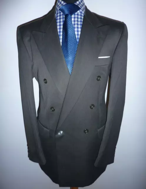 Men's BURTON Classic Double Breasted Blazer Wool Blend Green Suit Jacket 42 Long