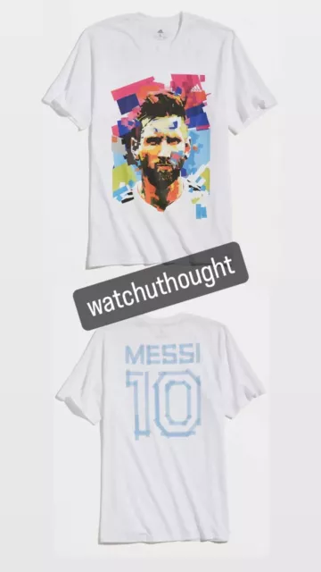Adidas Lionel Messi Graphic Shirt Tee Tshirt White Rare #10 Large Soccer Futbol