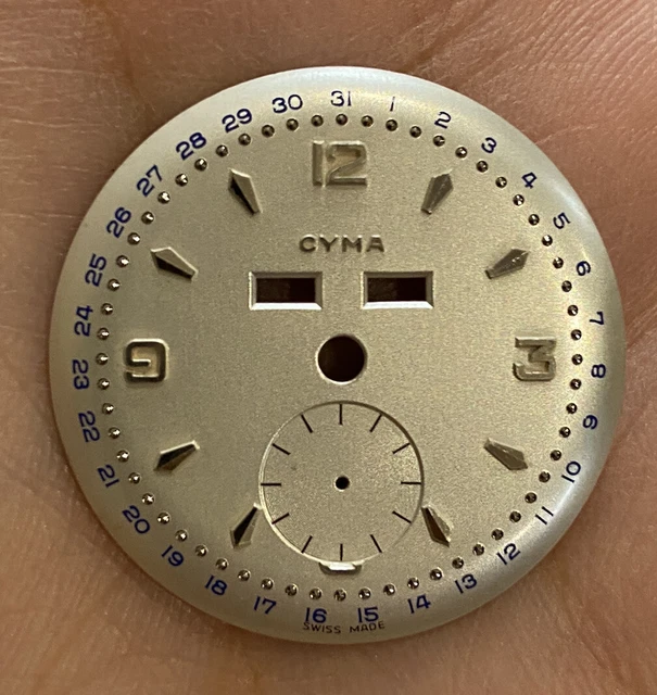 Cadran De Montre CYMA Triple Calendar – 29,5 Mm – Neuf Sans étiquette – Pièce Collection Ou Remplacement