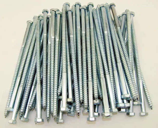 (50) Hex Head 3/8 x 9" Lag Bolts Zinc Plate Wood Screws