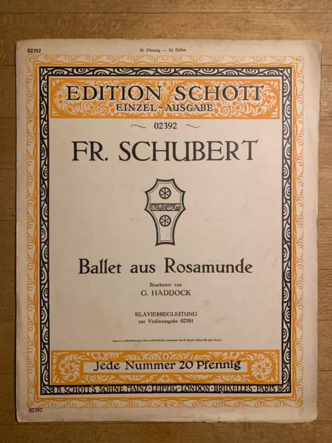 Franz Schubert ~ Ballet De Rosamunde, Gran Tamaño, Antiguo Notas