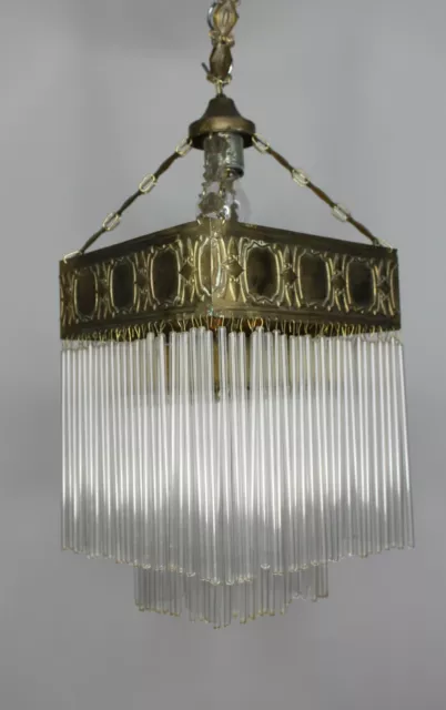 Jugendstil Luster | Messing Glasröhrchen | ART NOUVEAU brass chandelier | Vienna