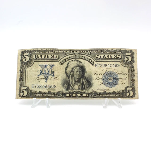Series Of 1899 $5 Us Indian Chief Large Silver Certificate Note Nr Cb388-9