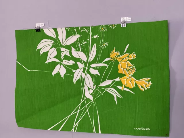 Vintage Marushka  Wall Art Flowers Linen 13" x 20” mid century