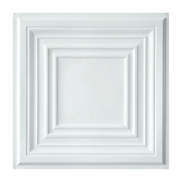 Tin Ceiling Tiles Art Décor Easy to Install PVC Panels PL05 White matte 10Pcs