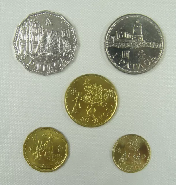 Macao Macau Coins Set of 5 Pieces UNC, Before 1998