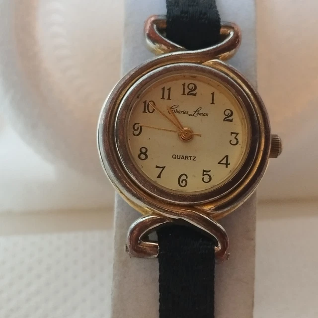 Réveil De Voyage Charles Leman – Or, étui Peau De Crocodile, Quartz Vintage (fonctionne)