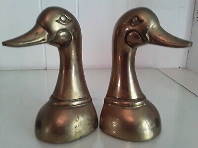 Vtg Solid Brass Himark Giftware Duck Head Book Ends 6 1/4" Classic Decor Heavy