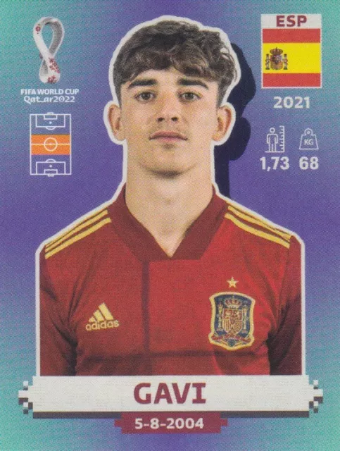 Panini Sticker Fußball WM 2022 Nr. ESP 10: Gavi Espana Bild NEUWARE Qatar