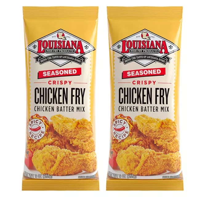 Louisiana Fish Fry Products Seasoned Crispy Chicken Fry, 9 Ounce Bags 2pk