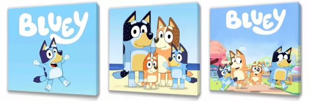 Bluey canvas wall art plaque pictures set of three pack 1