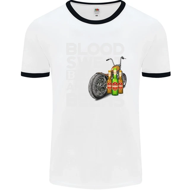 Maglietta Blood Sweat Bikes & Beer Divertente Moto da Uomo