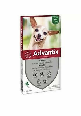 Advantix Bayer Spot-on - 4 pipette per cani 4 kg fino a 4 kg  0-4 kg 1,0 ml