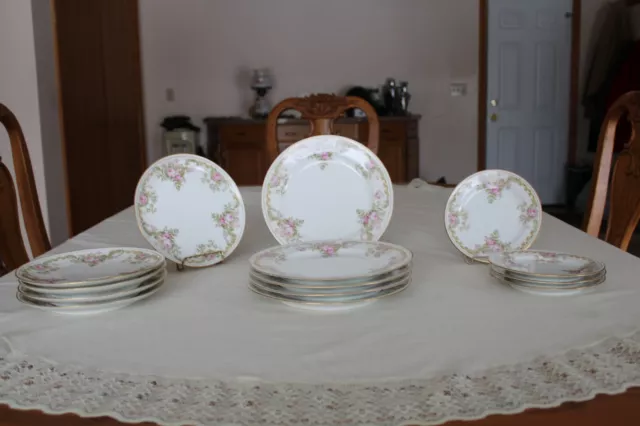 Haviland & Co. Limoges Schleiger Pattern Floral Pink Pattern 14 Piece Dinnerware