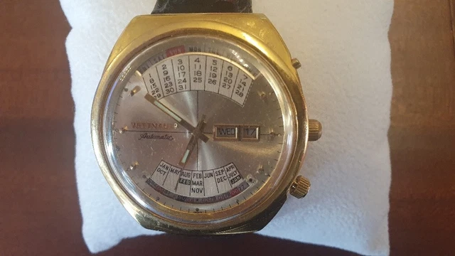 Montre Vintage MgM Suisse à Quartz Avec Phase De Lune Et Calendrier - Boîtier Titane 33mm, Années 80, Très Bon état