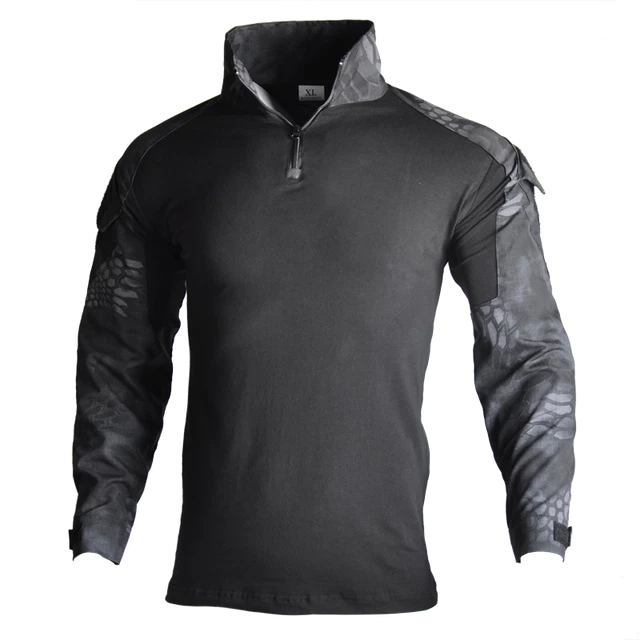 Outdoor Combat Hiking T-shirts with Pads Tactical Camo Hunting Clothes Camping