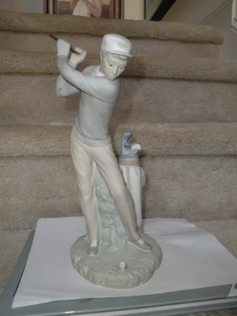 Vintage As Is Lladro Large Male Golfer Figurine From A Curio !