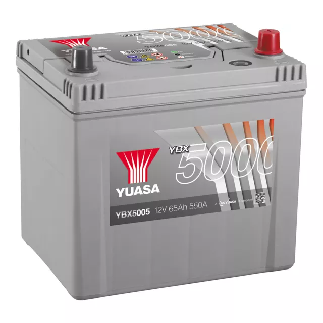 Yuasa YBX5005 12V Silver 005 Series Car Battery 65Ah 550A