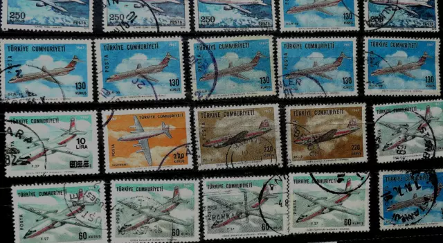 6976 ****  ca. 43  Stück  Briefmarken : T Ü R K E I   ,  Flugzeuge