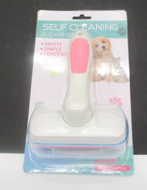 Nidawi Self Cleaning Slicker Brush For Dogs and Cats, Pink/White