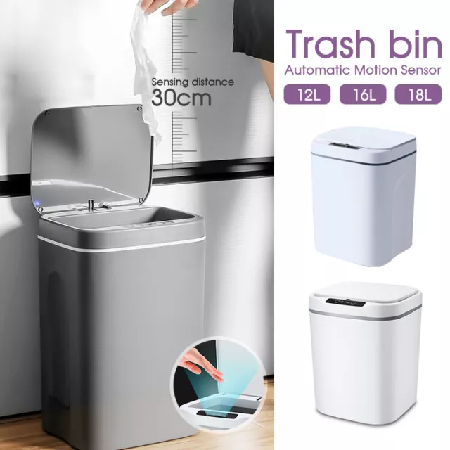 12-18L Smart Trash Bin Automatic Motion Sensor Rubbish Waste Bin Basket Toliet