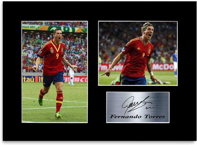 Fernando Torres Spagna Calciatore A4 Stampato Firmato Foto Esposizione Regalo Montaggio