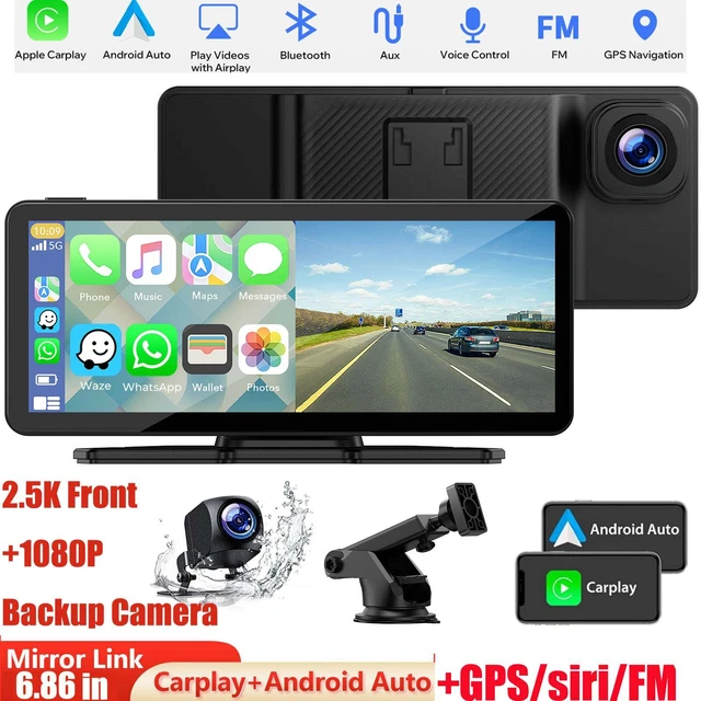 PORTABLE 6.86& WIRELESS Car Stereo Apple Carplay Android Auto With 2.5K