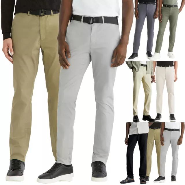 Mens Chino Pants Regular Fit Flat-Front Casual Stretch Relaxed Cotton Trouser