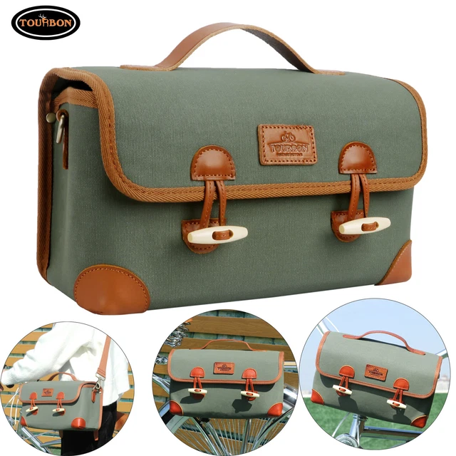 Tourbon Bike Pannier Messenger Bag Briefcase Bicycle Rear Pack Travel Pack Green