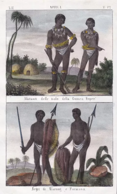 Guinea West Africa Afrika Afrique Formosa island Black people Lithographie 1840