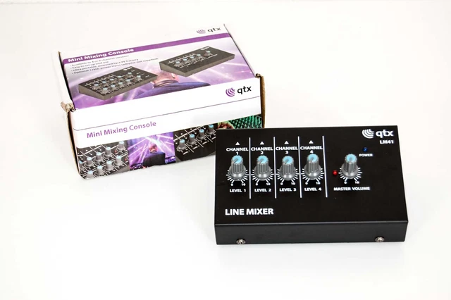 QTX LM41,Mini Mixing Console,4 Input Line mixer,NEW