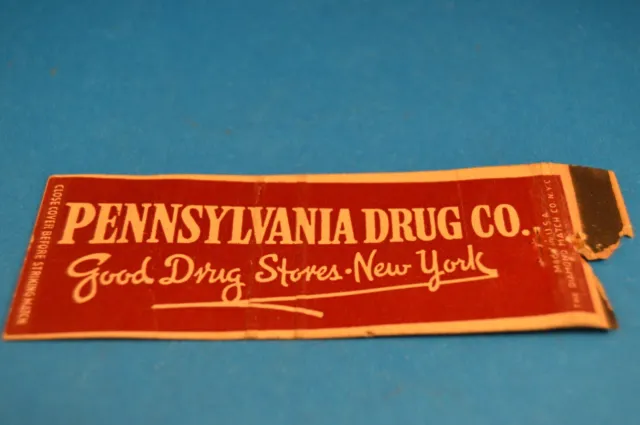 PENNSYLVANIA DRUG CO. MATCHCOVER Vintage PHARMACIES STORES  New York City  match