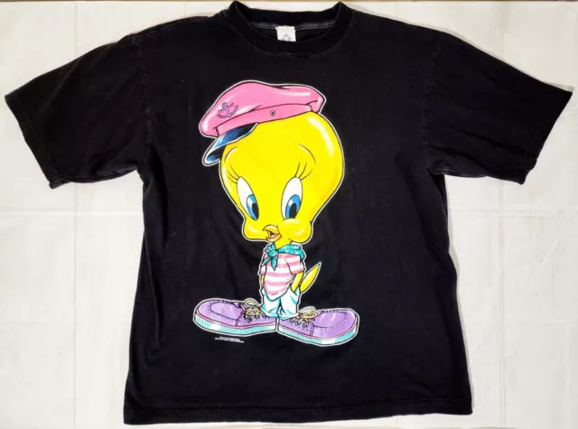 Rare Vintage Tweety Bird Looney Tunes Double Sided Graphic T Shirt 90s