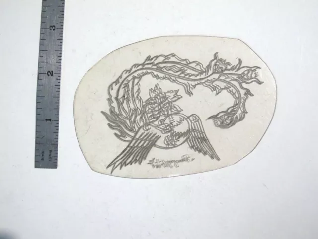 De Colección Años 60 Años 70 Tatuaje Flash Plantilla de Acetato Volador Ornamentado Faisán Firmado BR3