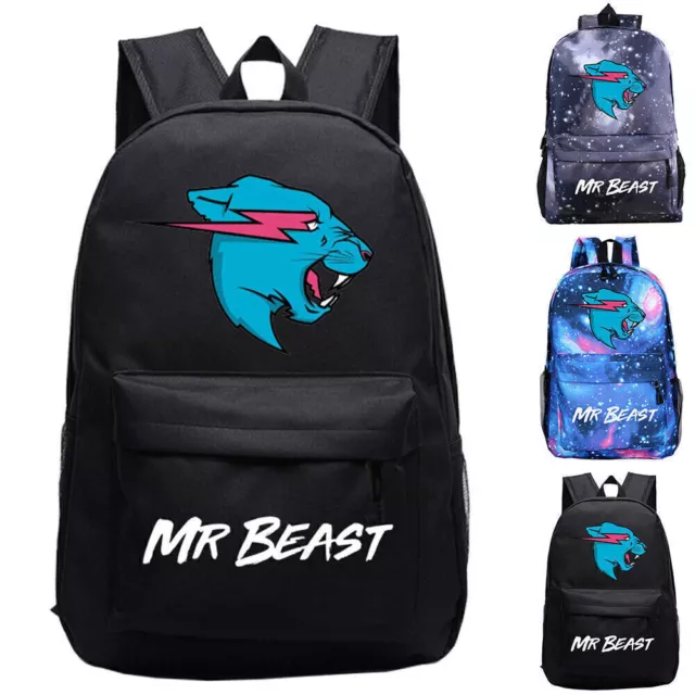 MR BEAST CARTOON Cat Backpack for Kids Boys Student School Bag Travel ^Rucksack·