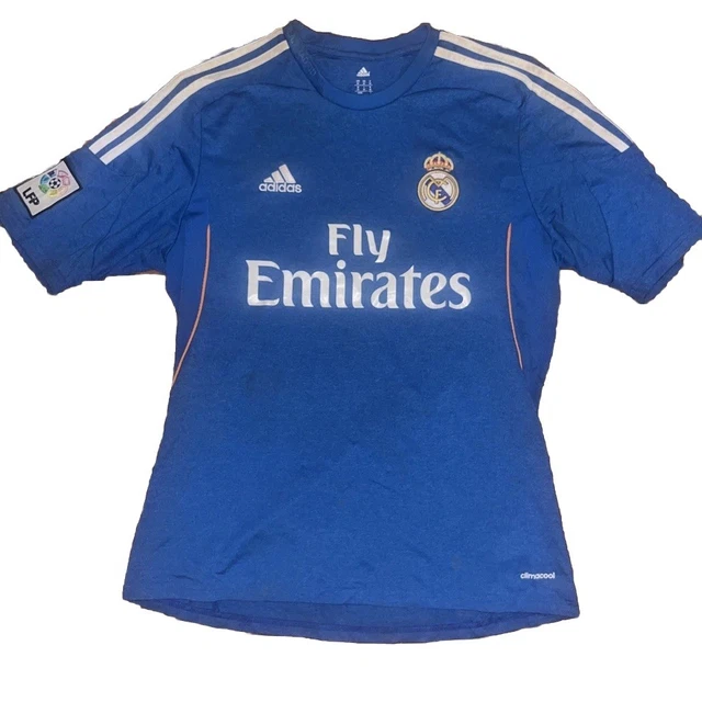 REAL MADRID 2013 2014 Away Football Shirt Blue Size M Adidas