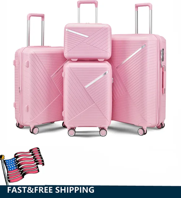 Luggage 4 Piece Sets Suitcase Hard Shell Expandable w/Spinner Wheel Lightweight